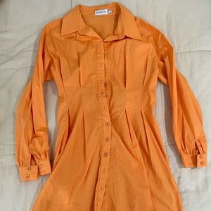 That’s So Fetch Orange Collared Dress Size Women’s Small 4 button up collar